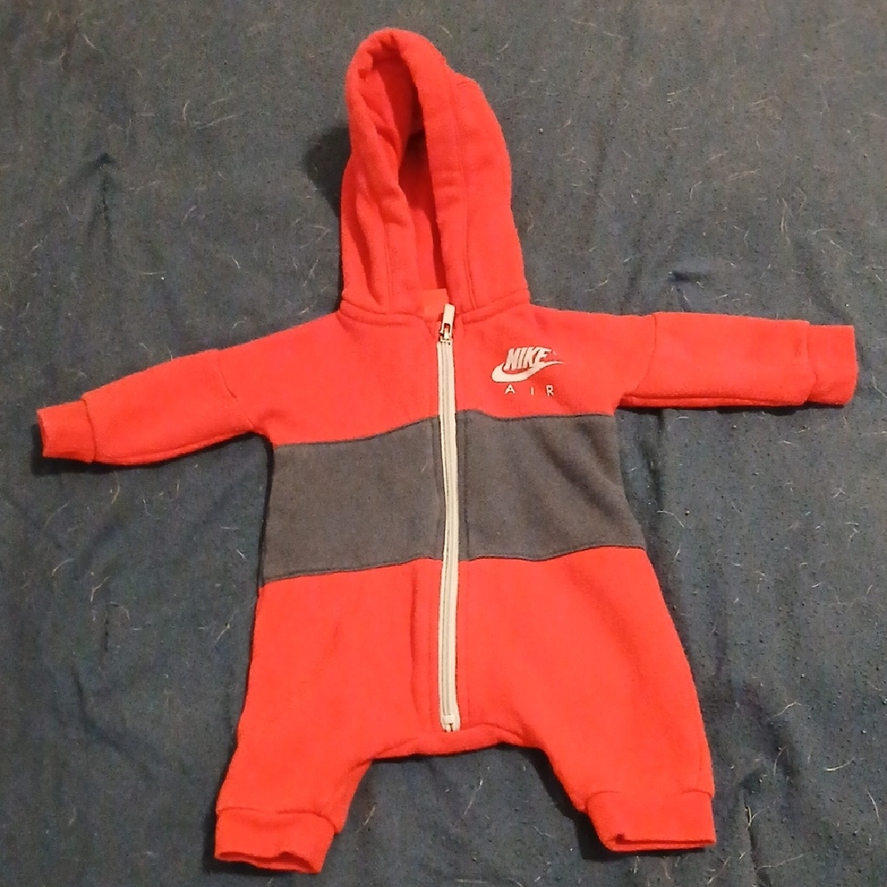Nike Kids Red and Gray Hooded Bodysuit
